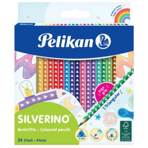 Kredki ołówkowe Pelikan Silverino trójkątne, 24kol
